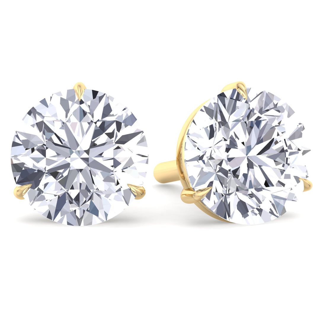 6CT Round Cut  Lab Grown Diamond Studs 14K Solid Gold