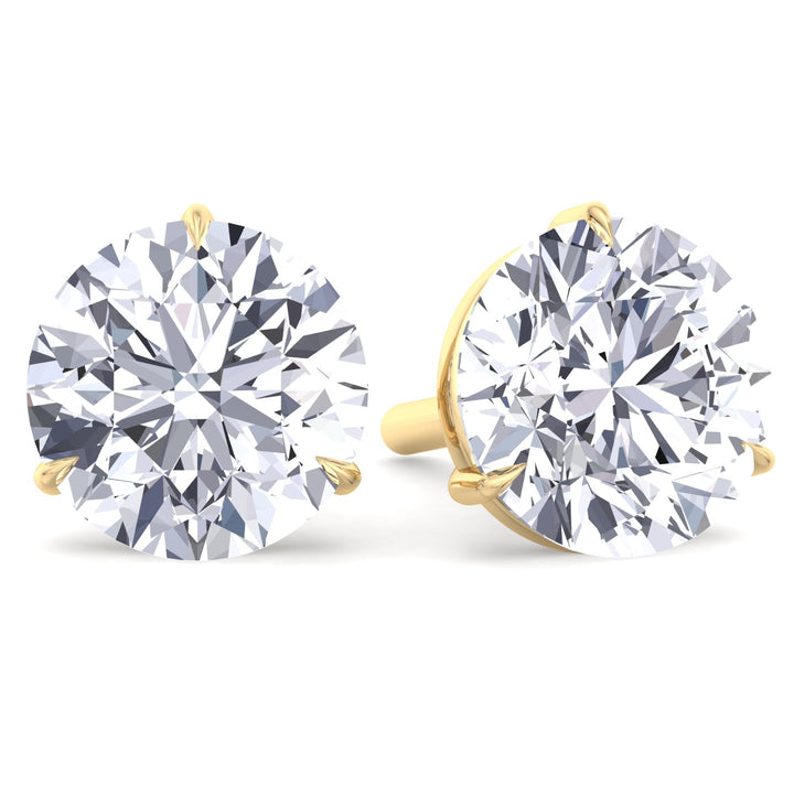 6CT Round Cut  Lab Grown Diamond Studs 14K Solid Gold