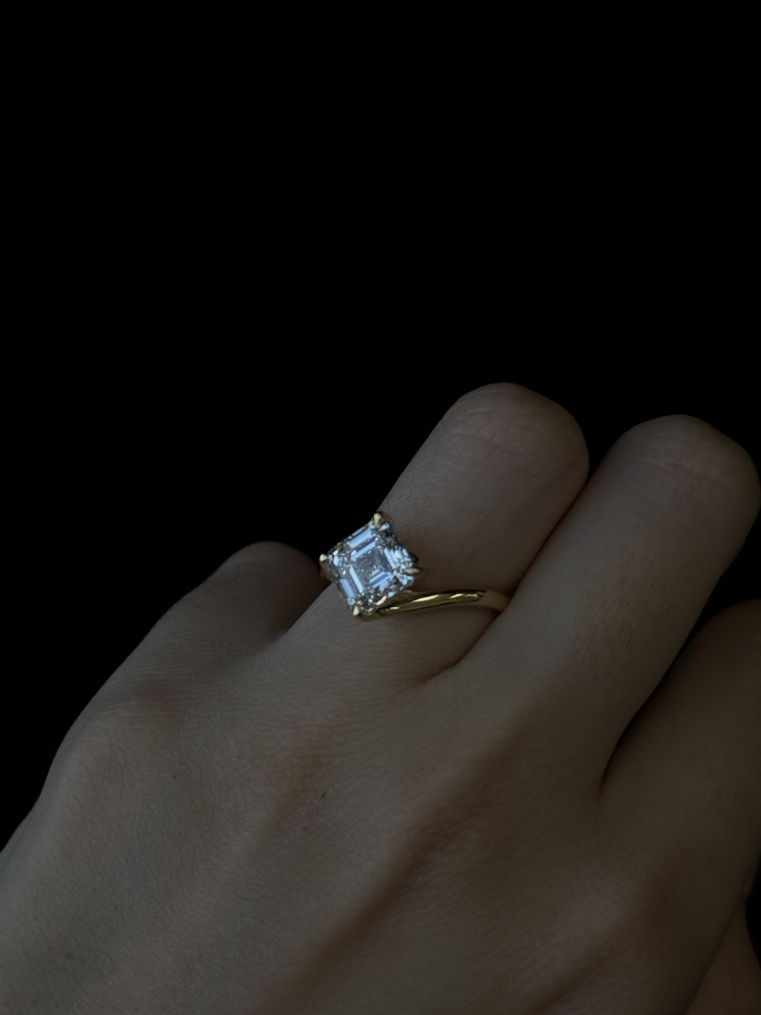 Asscher Cut Solitaire Lab Grown Diamond Engagement Ring