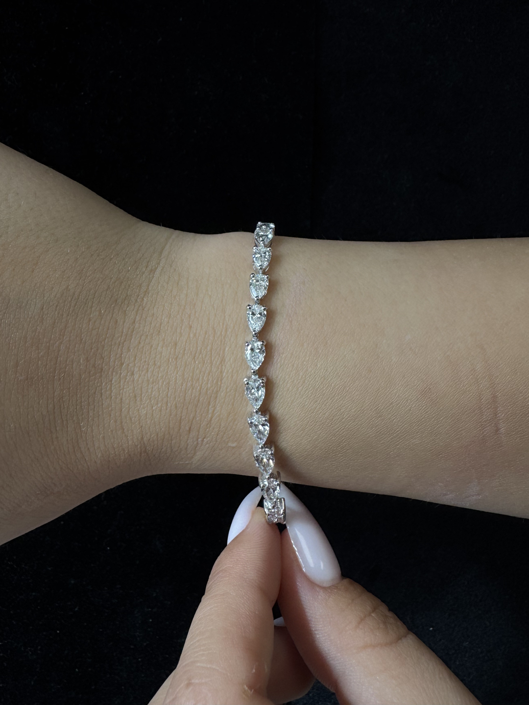Pear Shape East To West Lab - Grown Diamond Tennis Bracelet 14K Solid Gold
