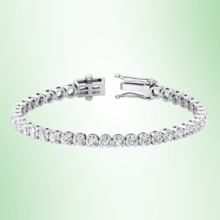 Round Cut Lab-Grown Diamond Tennis Bracelet Buttercup Illusion setting 18K Solid Gold