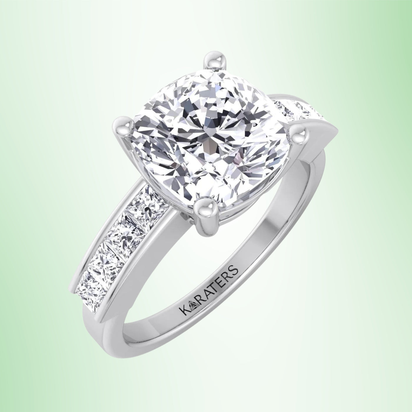 Santee - Cushion Cut Lab Grown Diamond Engagement Ring With Channel Band