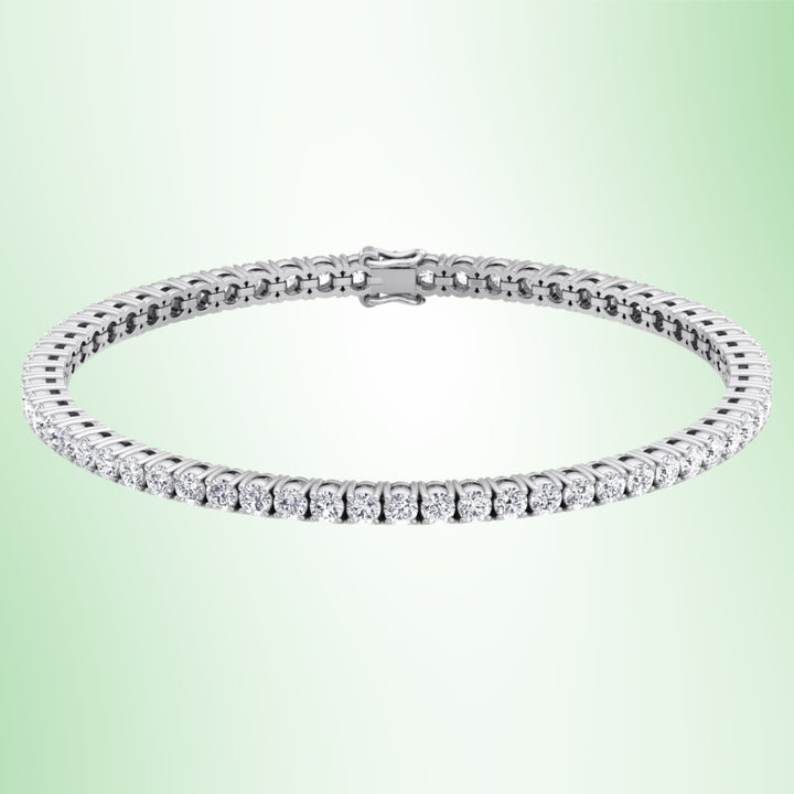 Round Cut Lab-Grown Diamond Tennis Bracelet 4 Prong 14K Solid Gold