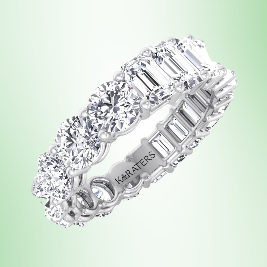 Ribeira - Double Shape - Emerald and Round Cut Lab Grown Diamond Eternity Band