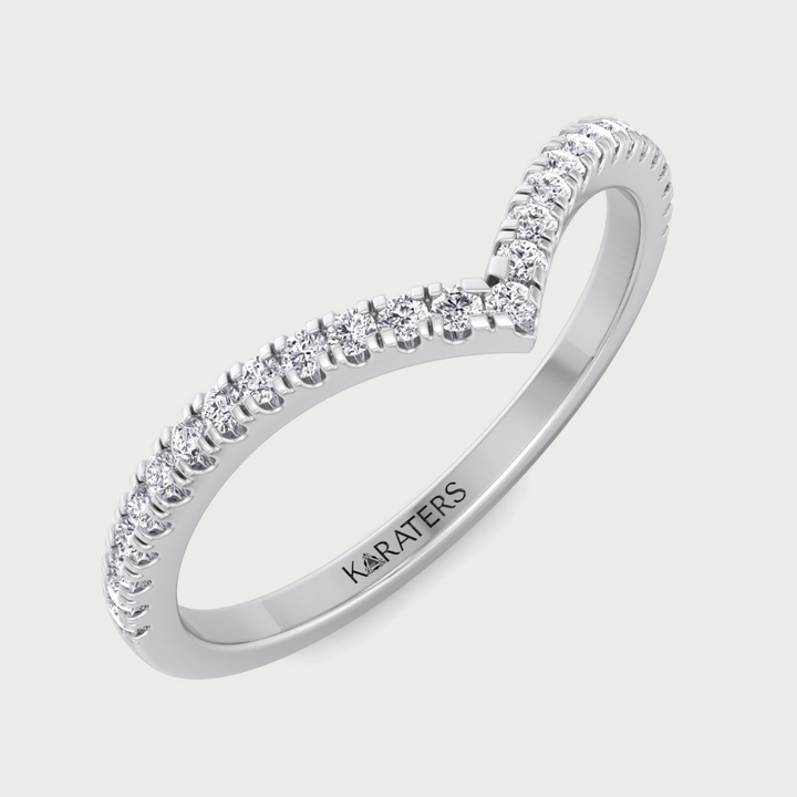 Thin Pave Lab Grown Diamond Wedding Band with Curve