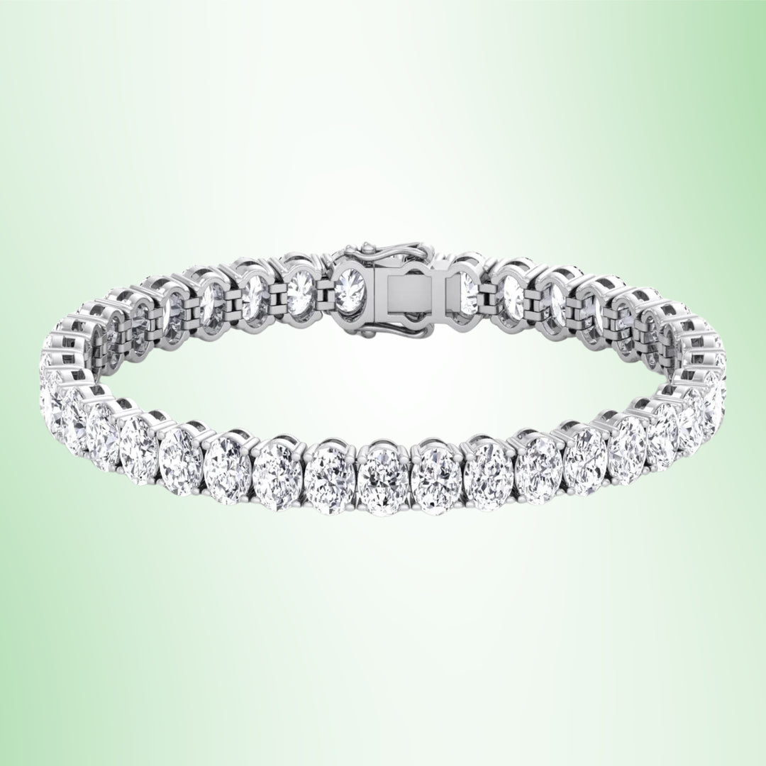 Oval Cut Lab-Grown Diamond Tennis Bracelet 14K Solid Gold