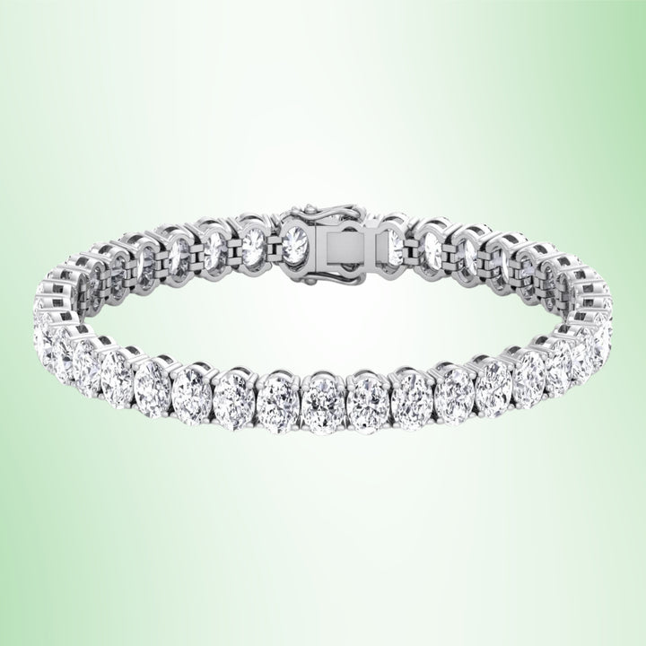 Oval Cut Lab-Grown Diamond Tennis Bracelet 14K Solid Gold