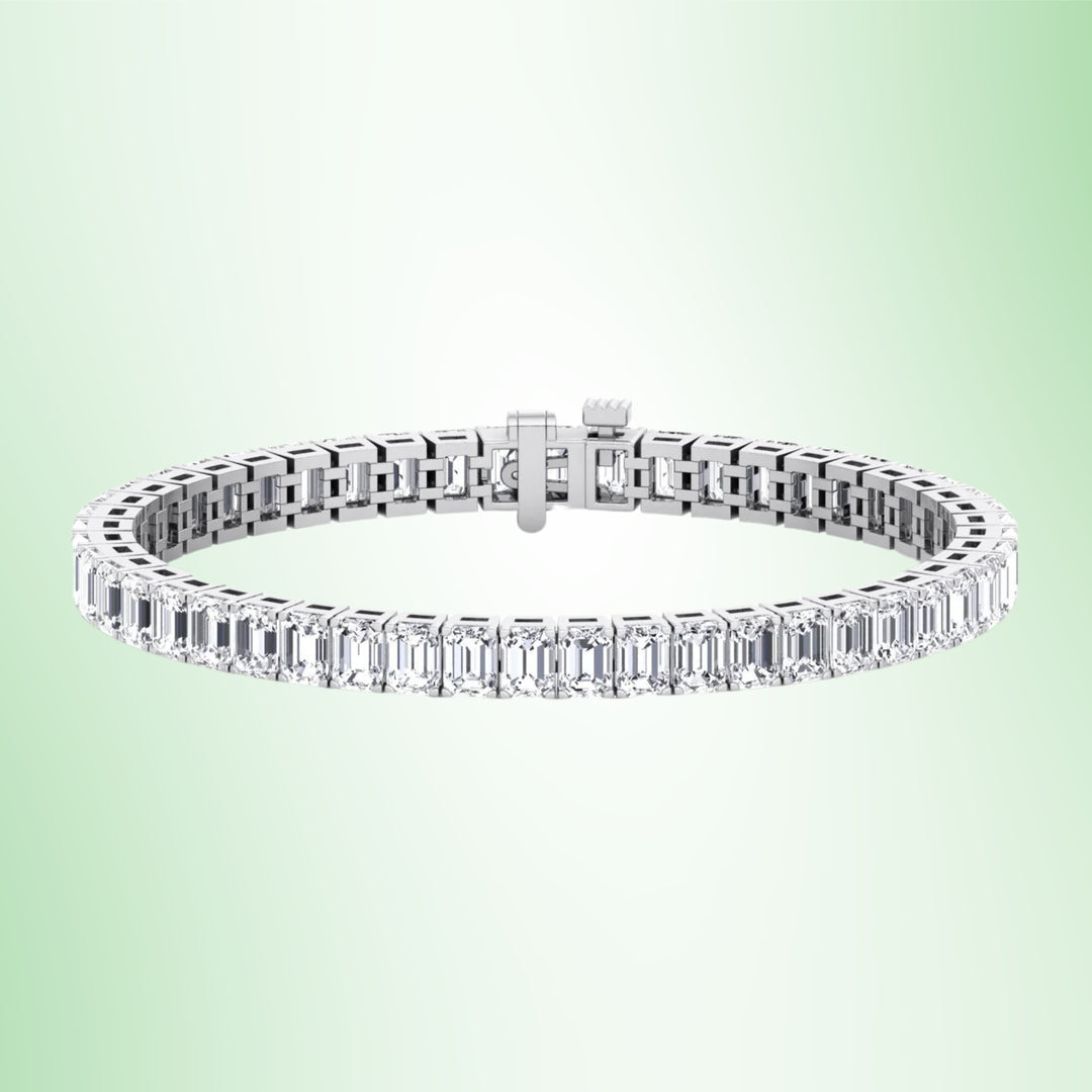 Emerald Cut Lab-Grown Diamond Tennis Bracelet 18K Solid Gold