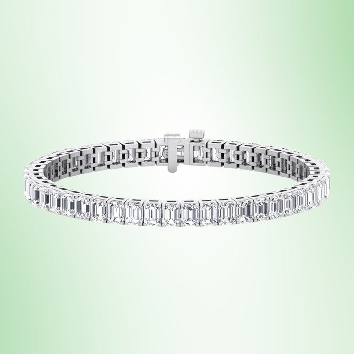 Emerald Cut Lab-Grown Diamond Tennis Bracelet 14K Solid Gold