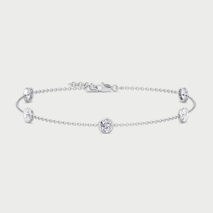 2CT T.W Round Shape Lab Grown Diamonds By The Yard Bracelet