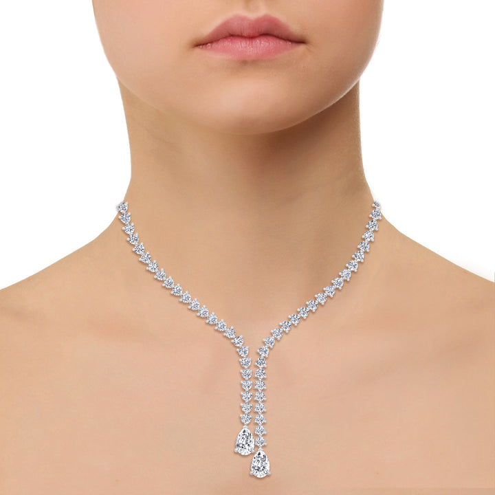 18CT T.W. Pear Shape Lab Grown Diamond Lariat Tennis Necklace White
