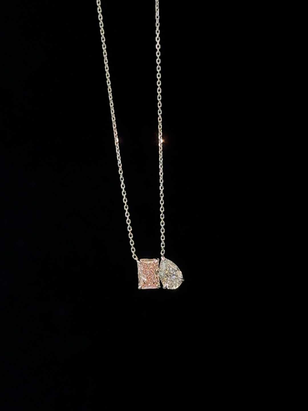 Toi Et Moi Fancy Pink Radiant Cut & Pear Shape Lab Grown Diamond Pendant