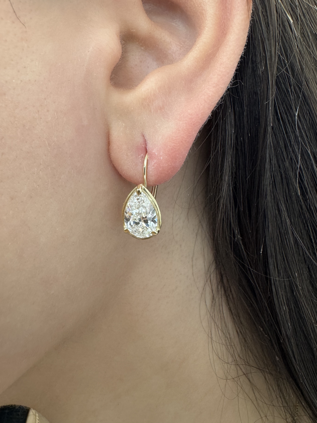 Pear Shape Lab Grown Diamond Dangle Earrings