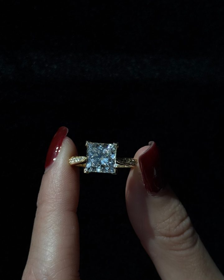 Princess Cut Lab-Grown Diamond Engagement Ring with SideStones Channel Setting