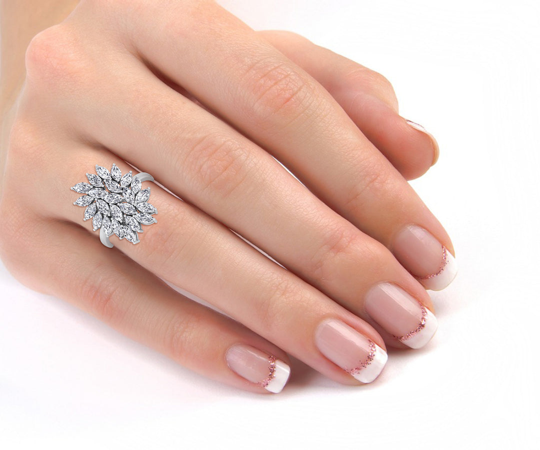 Marquise Cut Cluster Lab Grown Diamond Ring lifestyle WG