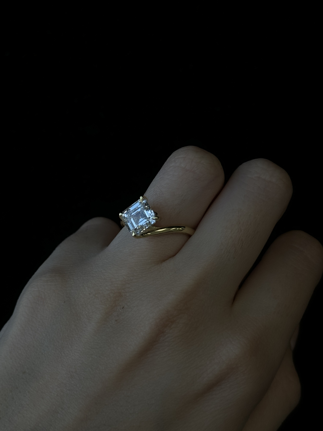 Asscher Cut Solitaire Lab Grown Diamond Engagement Ring