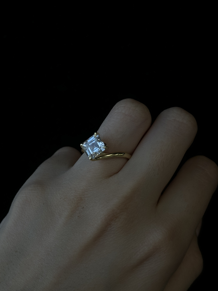Asscher Cut Solitaire Lab Grown Diamond Engagement Ring