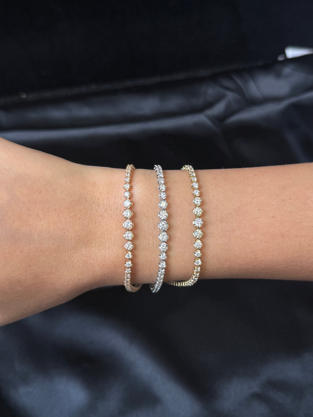 2 GraduatedLabGrownDiamondCrownProngTennisBraceletStacks