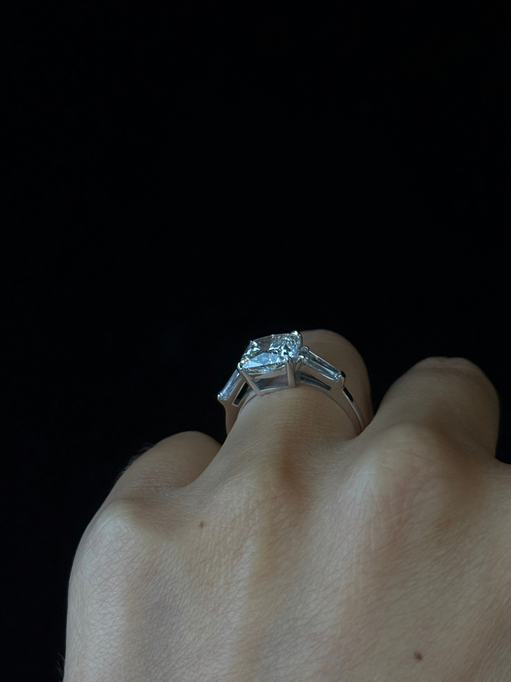 Asscher Cut Lab Diamond Engagement Ring with Tapered Baguettes SideStones