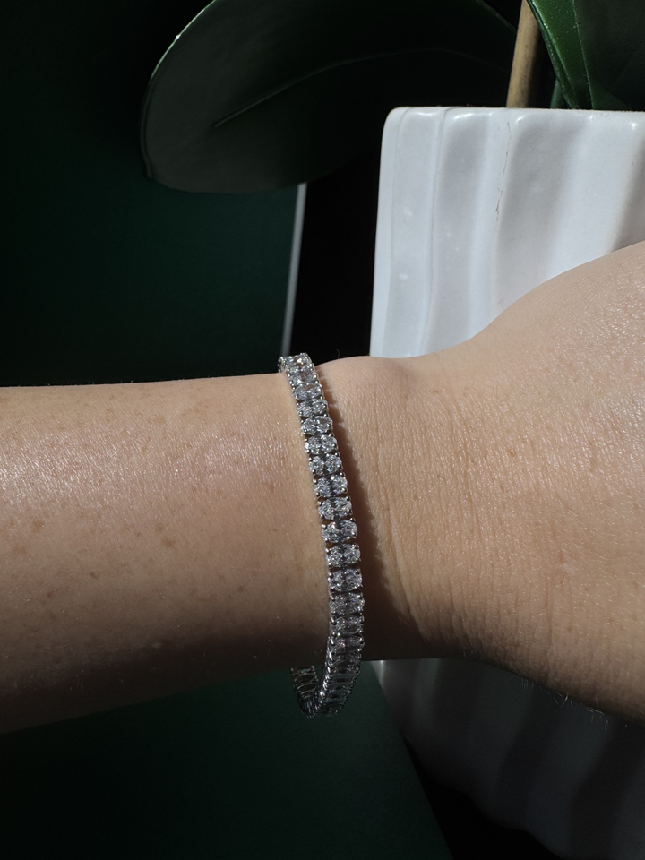 Oval Cut Lab-Grown Diamond Tennis Bracelet 14K Solid Gold