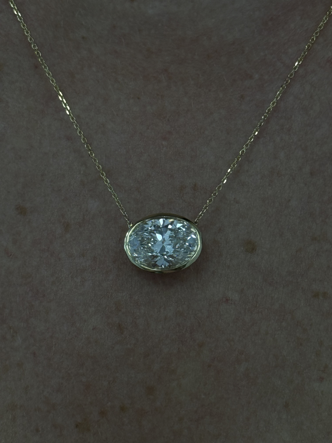 Oval Shape Bezel Set Lab Grown Diamond Pendant