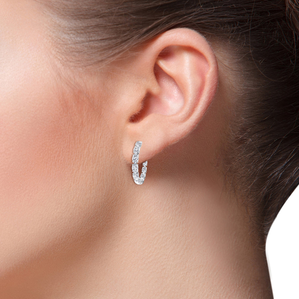 Oval-Cut Lab Grown Diamond Hoops-White Gold- 14K-18K-5CT