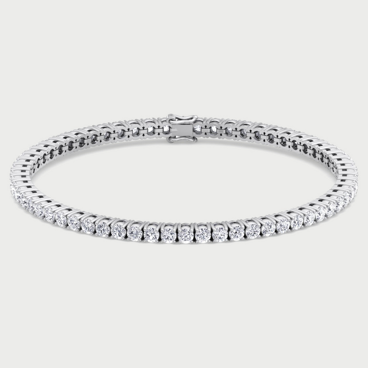 4 Prong Round Cut Lab-Grown Diamond Tennis Bracelet 14K Solid Gold