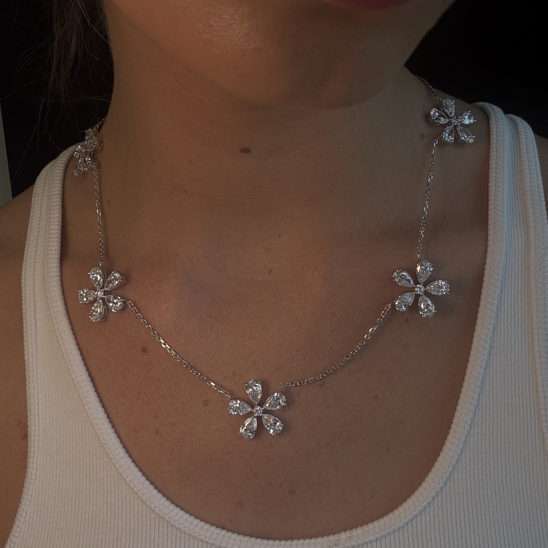 Five Flower Lab Grown Diamond Necklace
