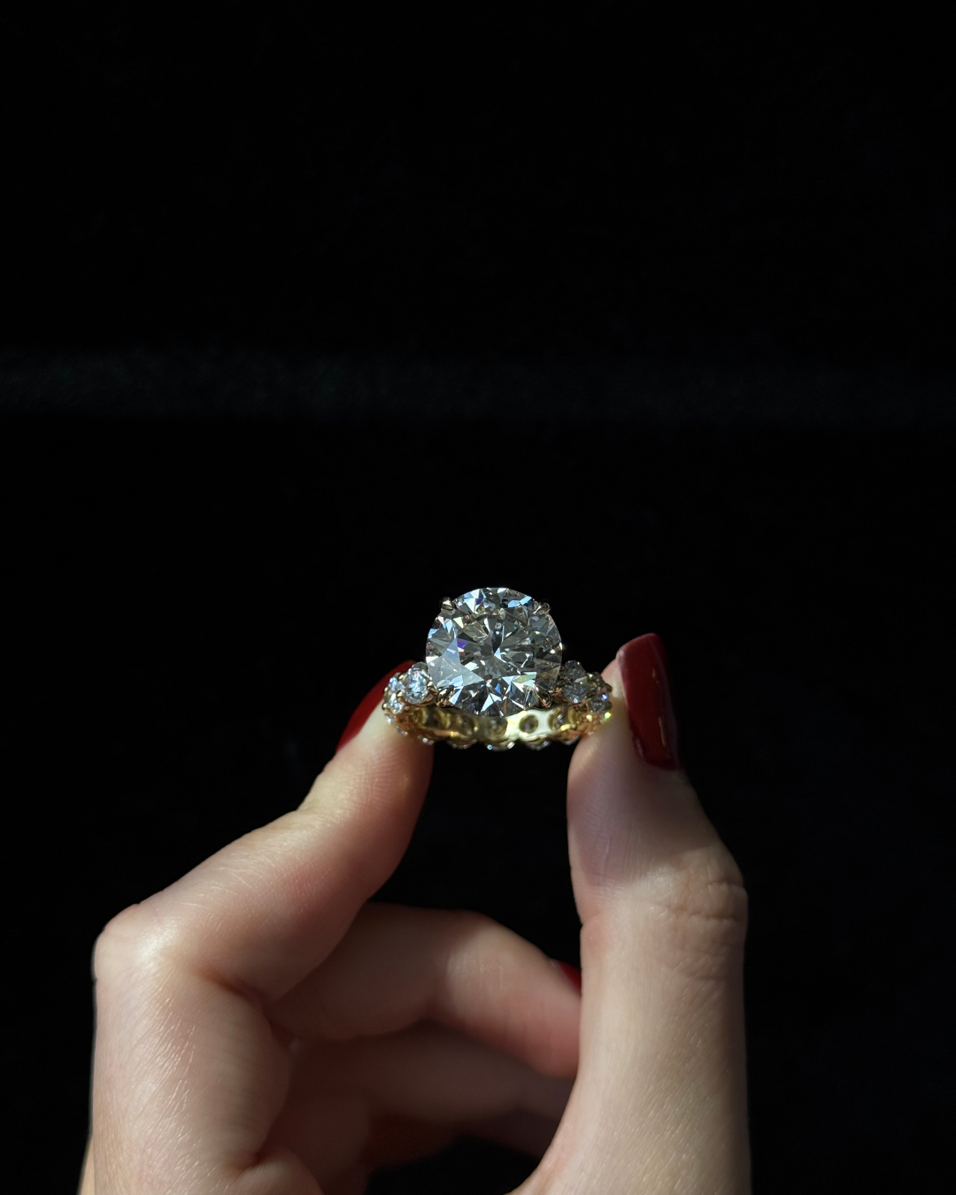 Round Cut Eternity Style Lab Grown Diamond Engagement Ring