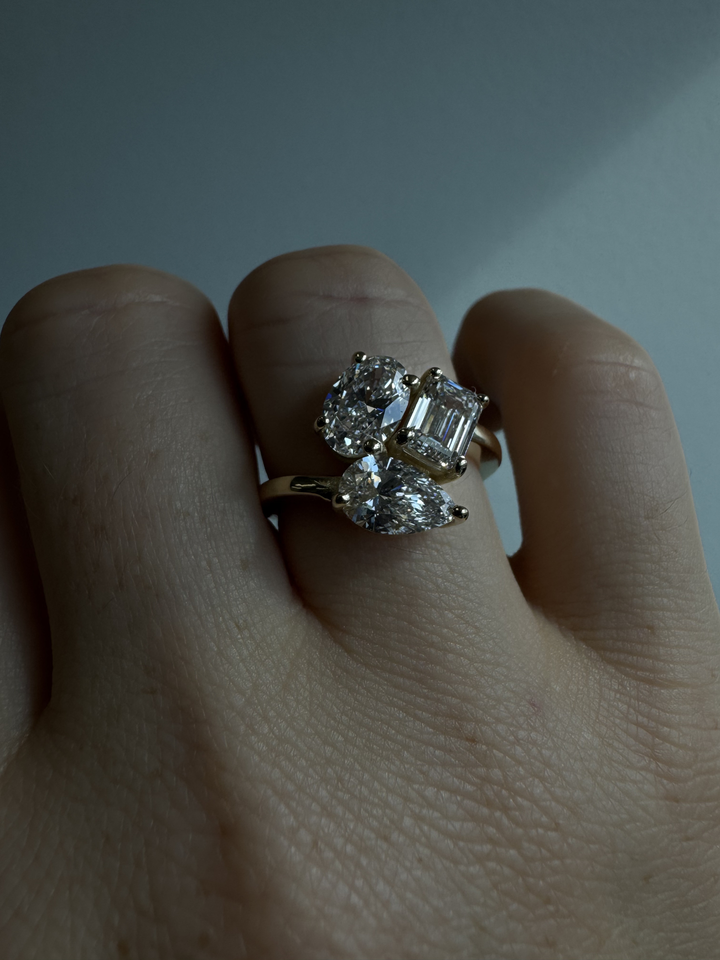Toi et Moi Three Stone - Pear, Oval & Emerald Cut Lab Grown Diamond Engagement Ring