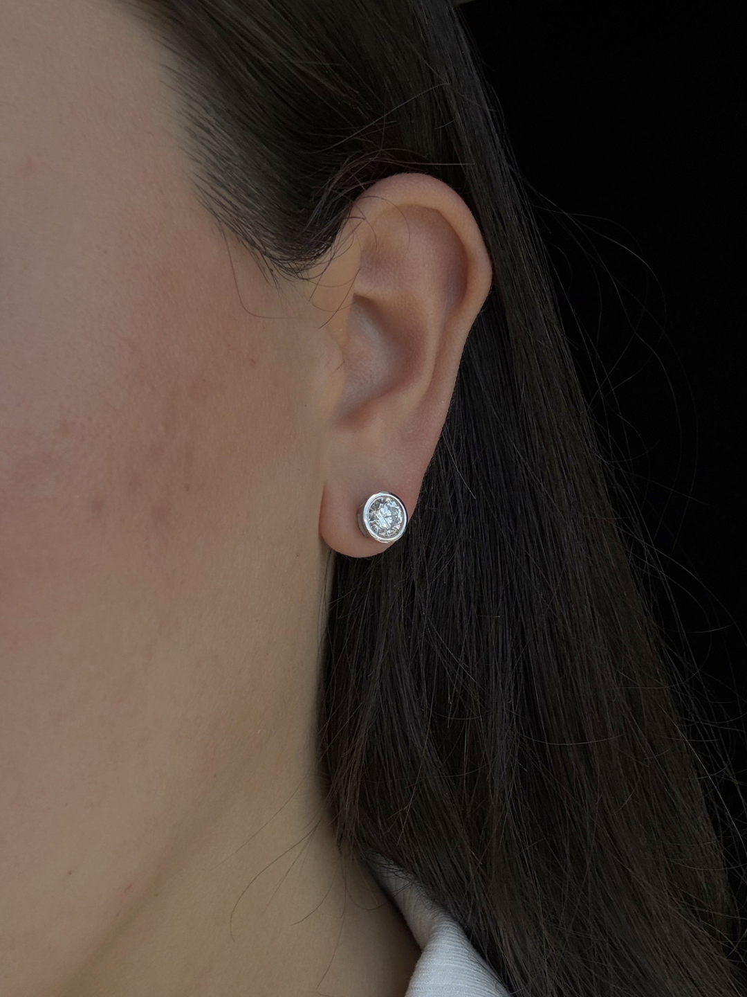 Bezel Set Round Cut Lab-Grown Diamond Studs