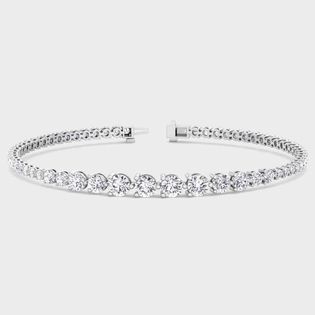 3-Prong Graduated Natural Diamond Tennis Bracelet