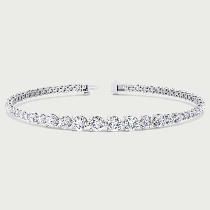3-Prong Graduated Natural Diamond Tennis Bracelet