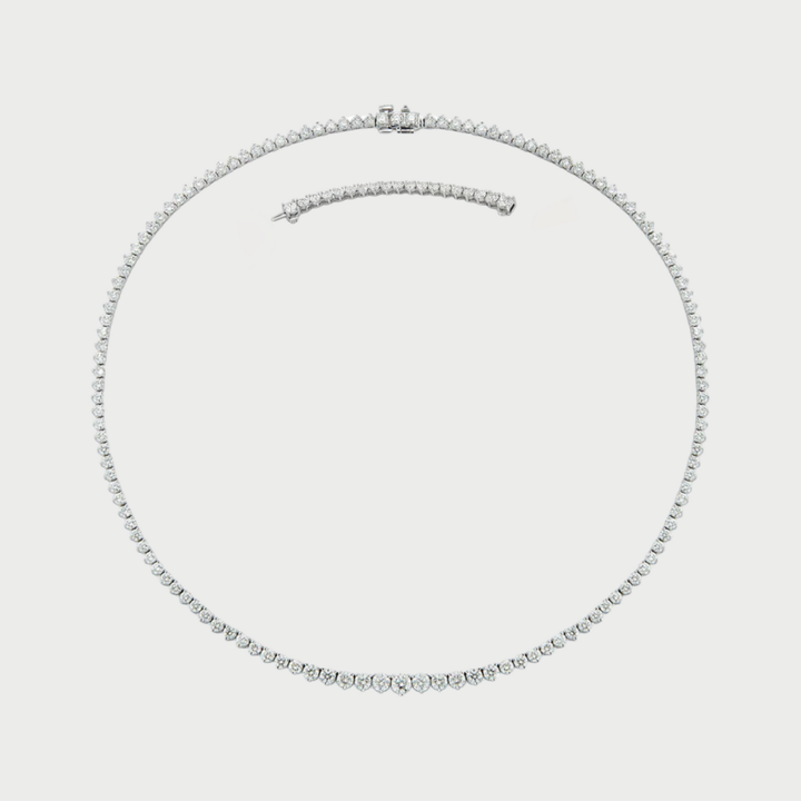 3-Prong Riviera Graduated Lab Grown Diamond Tennis Necklace with Extender