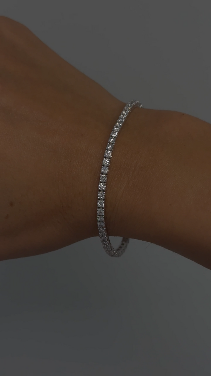 3CT 4 Prong Round Cut Lab Grown Diamond Tennis Bracelet White