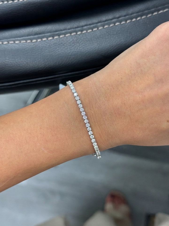 3CT 4 Prong Round Cut Lab Grown Diamond Tennis Bracelet White Gold