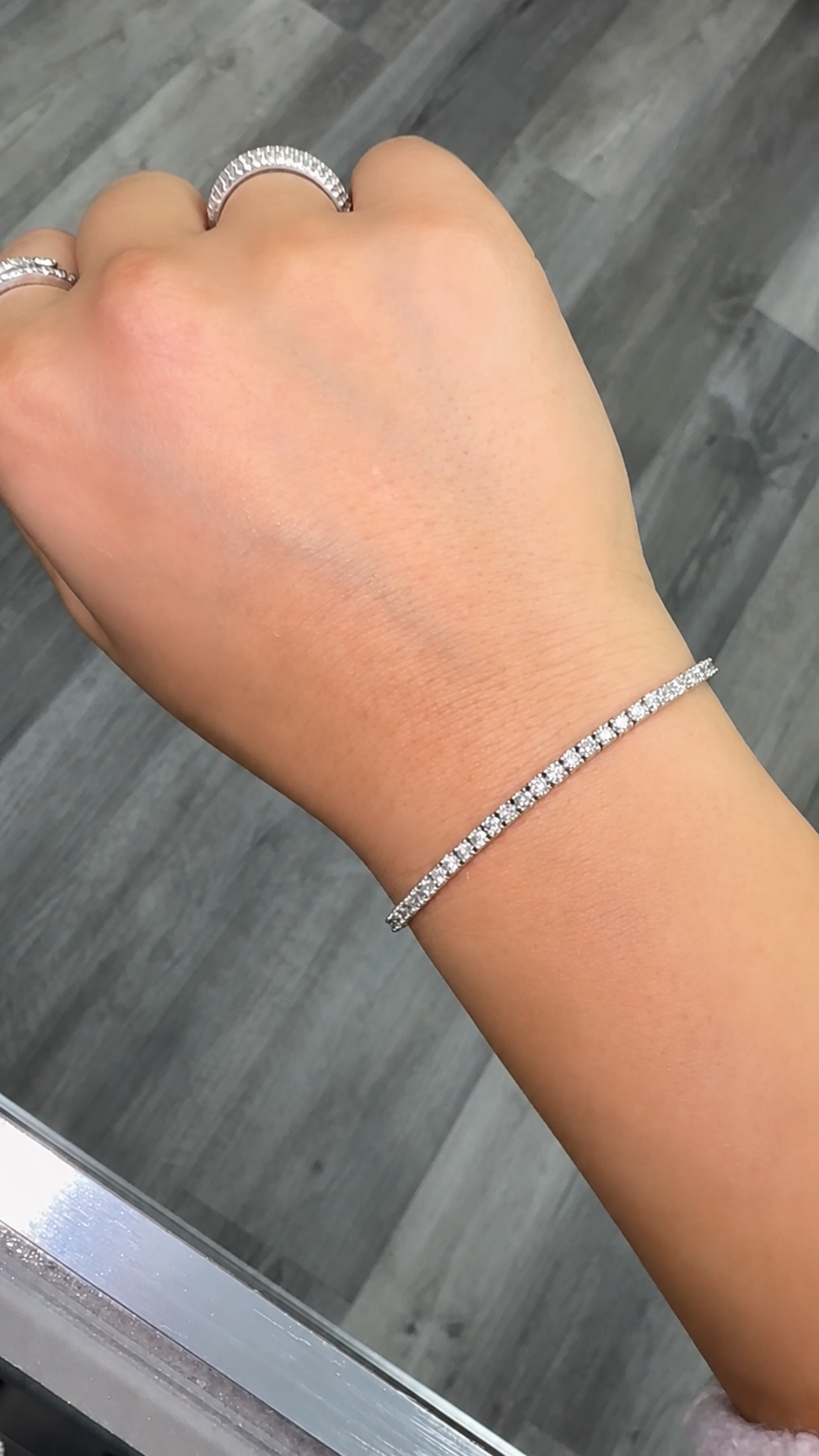 3CT 4 Prong Round Cut Lab Grown Diamond Tennis Bracelet White Gold 14K