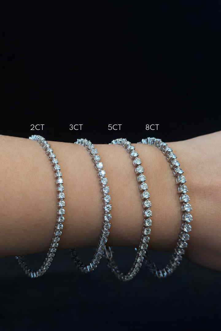3 Prong Round Cut Lab Grown Diamond Tennis Bracelet Stacks