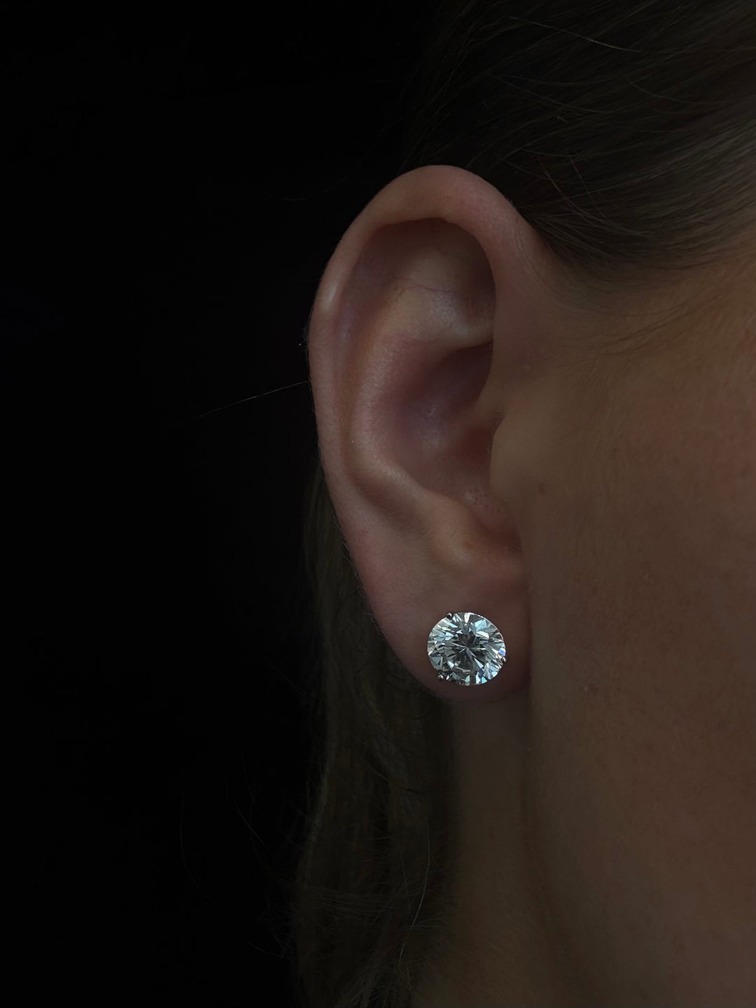 6CT Round Cut  Lab Grown Diamond Studs 14K Solid Gold
