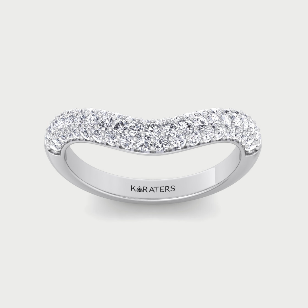 3 Row Pave Curved Lab Grown Diamond Wedding Band