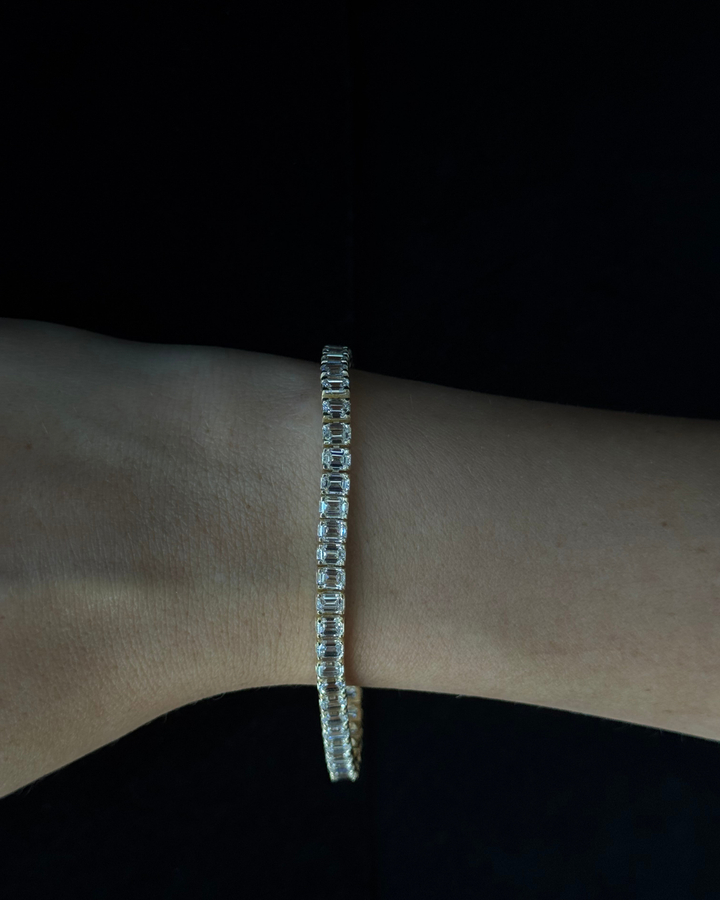Emerald Cut Lab-Grown Diamond Tennis Bracelet 18K Solid Gold