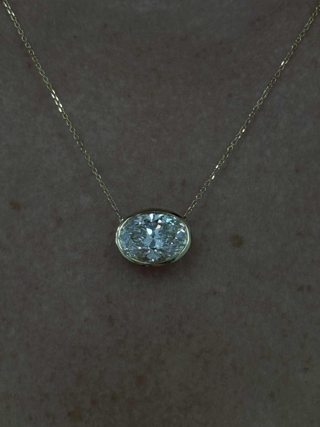 Oval Shape Bezel Set Lab Grown Diamond Pendant