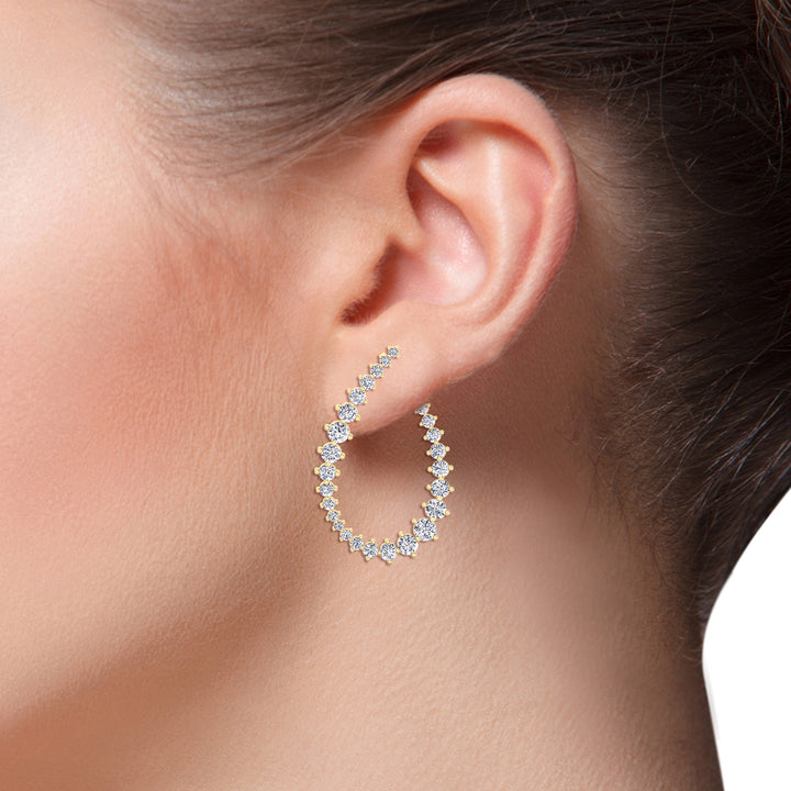 Round Teardrop Shape Lab-Grown Diamond Earrings lifestyle YG