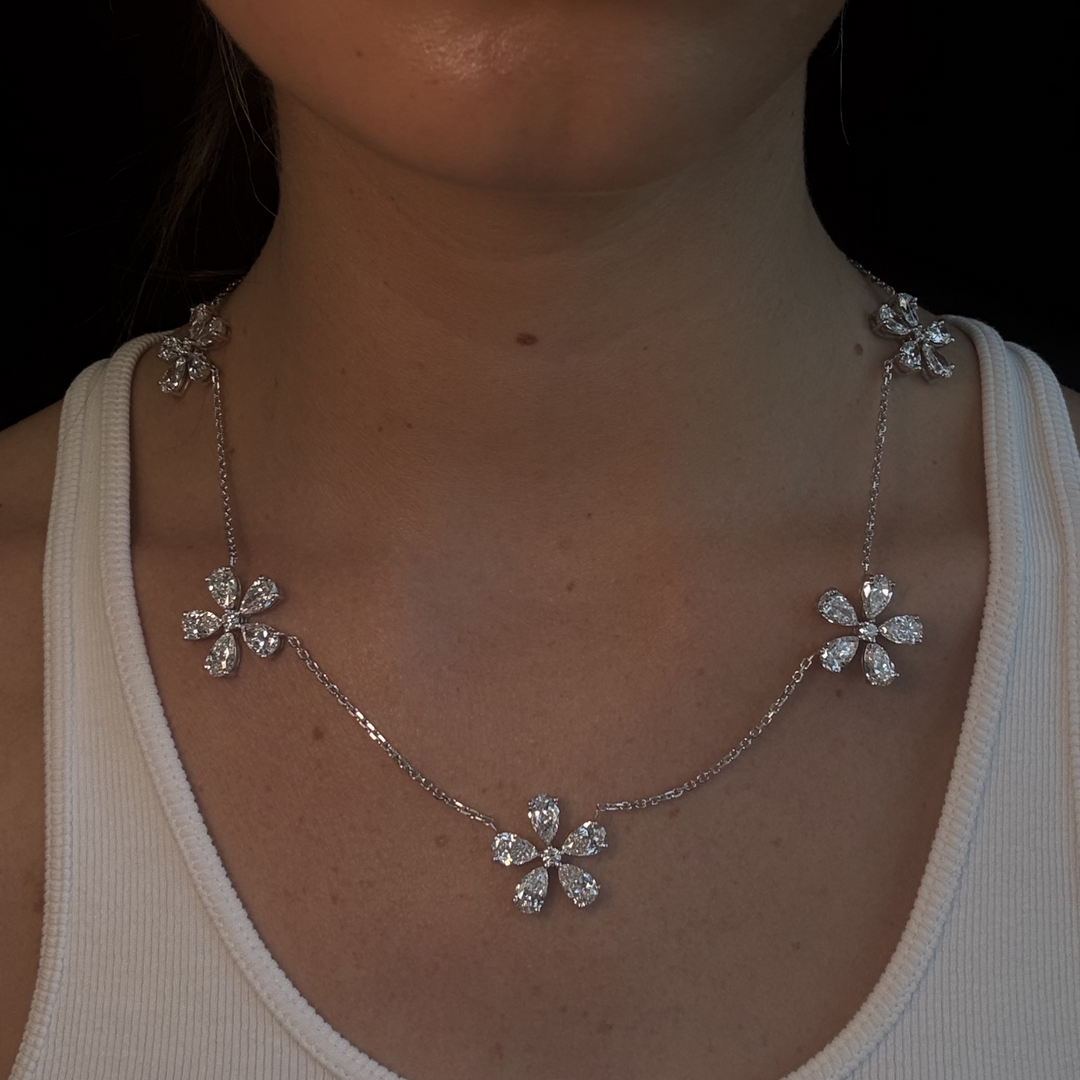 Five Flower Lab Grown Diamond Necklace