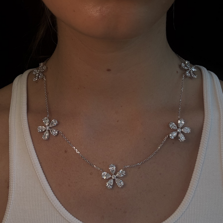 Five Flower Lab Grown Diamond Necklace