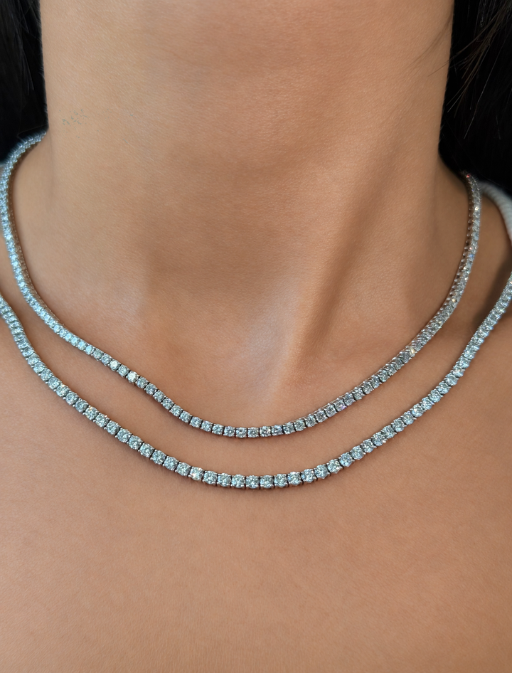 4-Prong Lab-Grown Diamond Tennis Necklace 14K Solid Gold