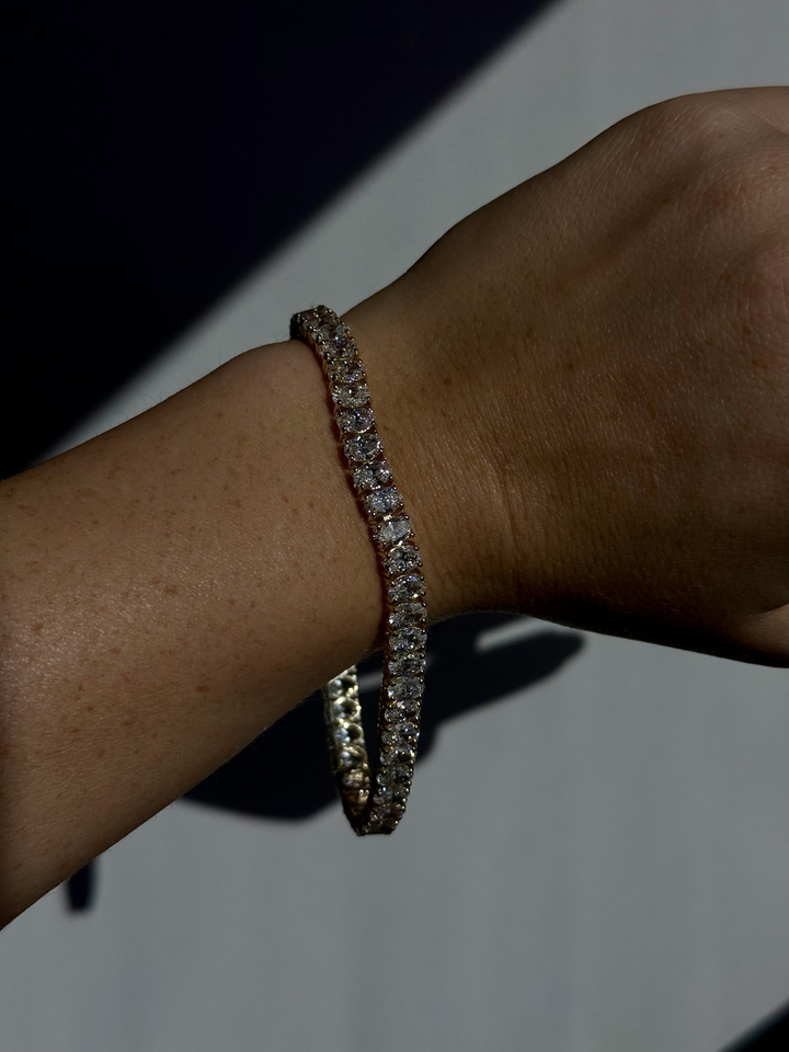 Oval Cut Lab-Grown Diamond Tennis Bracelet 14K Solid Gold