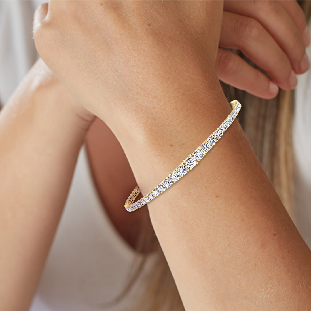 4-Prong Graduated Lab Grown Diamond Tennis Bracelet Yellow