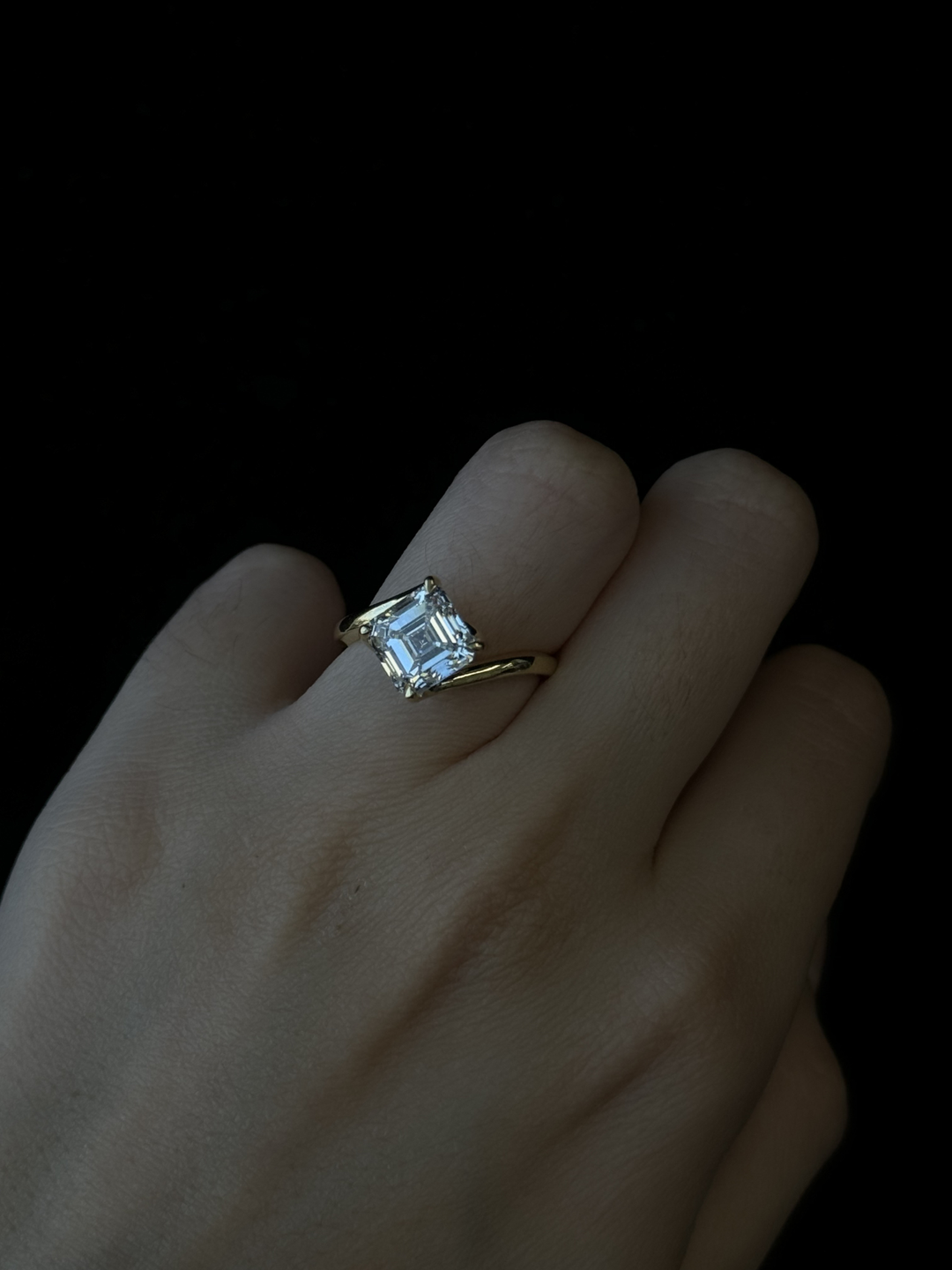 Asscher Cut Solitaire Lab Grown Diamond Engagement Ring