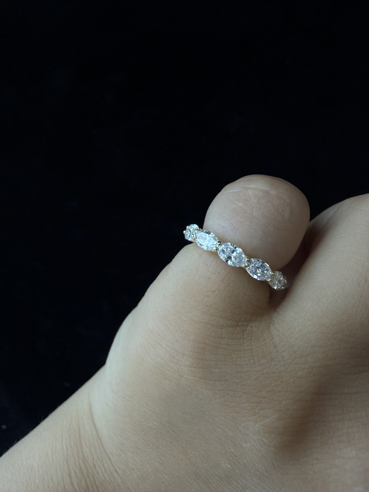 East West Oval Shape Lab Grown Diamond Eternity Band ( Pinky Ring ) Lifestyle 2